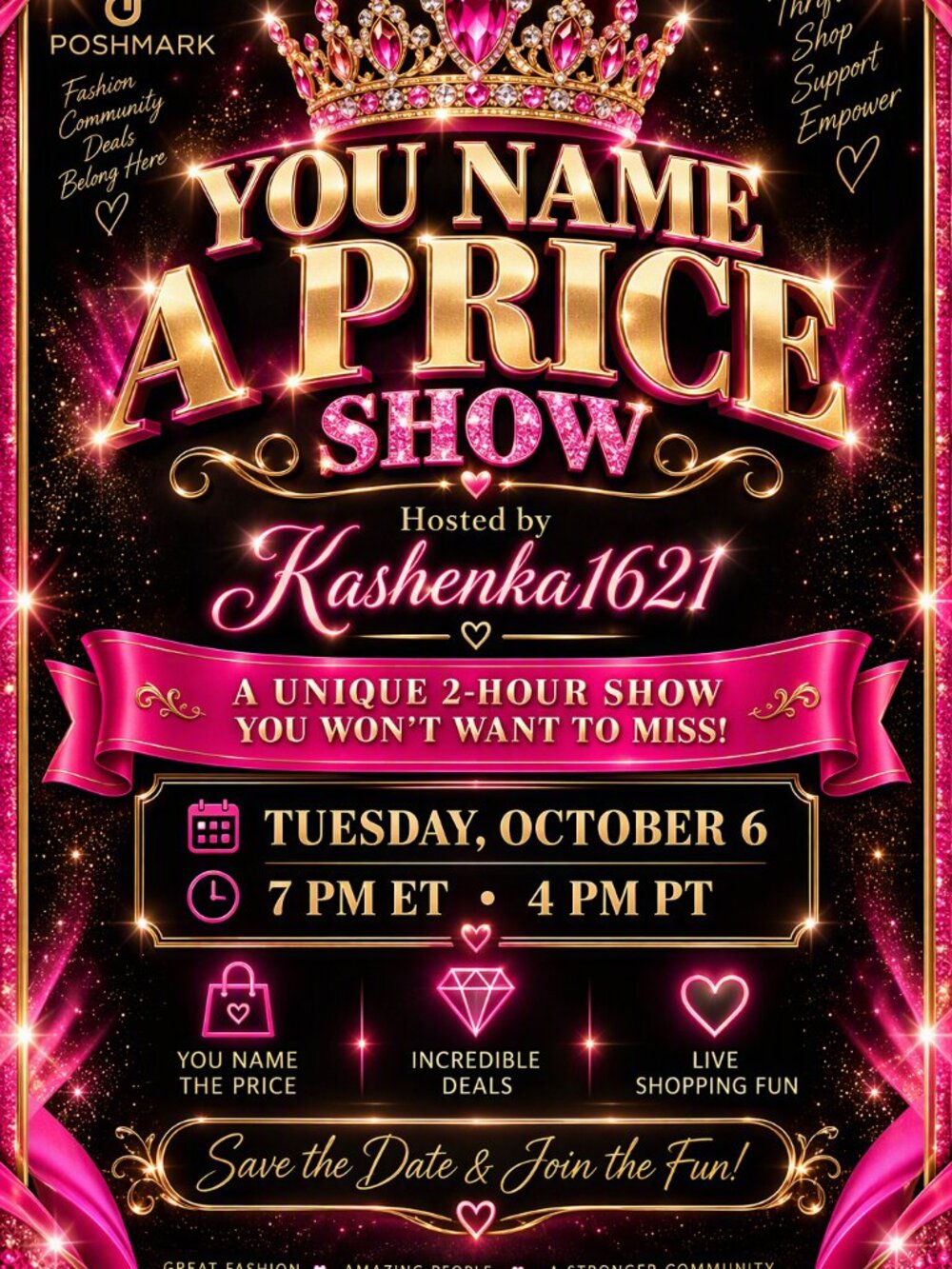 A Unique 2 hour show to find great deals, with you setting a price!